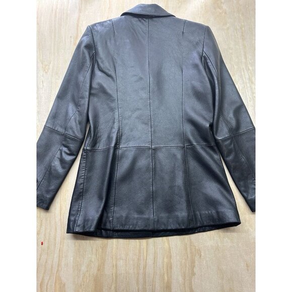 Lamb Skin Leather Jacket Black Soft BP Women’s Large Vintage Button Up Fitted L - Picture 4 of 6